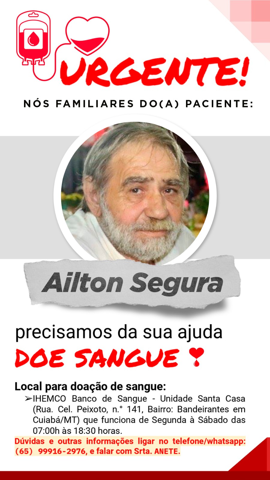 doação de sangue para Segura
